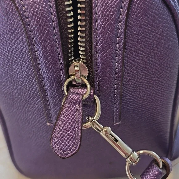 Coach Bennett Satchel Crossbody Purse Metallic Purple - Picture 7 of 12